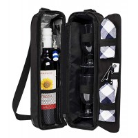 Wine bottle tote Bag with wine Cooler Compartment bag and wine accessories set for picnic cooler bag