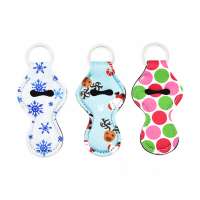 Portable High Quality Waterproof Neoprene Christmas Chapstick Holder Keychain