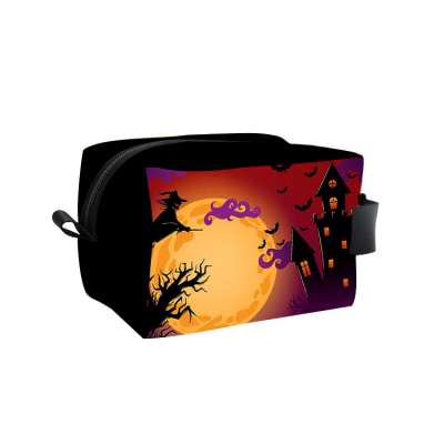 Halloween bat printed sublimation custom logo eco cosmetic bag/ladies cosmetic bag/makeup bag cosmetic with zipper