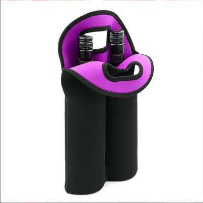 2020 New Design Neoprene Insulated Portable 2 Bottle Cooler Wine Carrier Bag