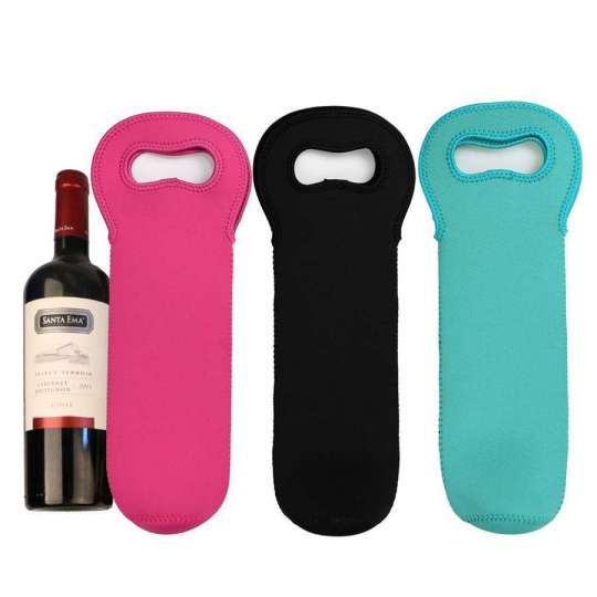 Pure color blank printing Promotional wine bottle coolers/Neoprene wine tote bag sleeve for keeping wine cool