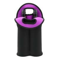 Customized Brand Promotional gift neoprene double wine bottle cooler bag/double wine bottle carrier for commercial use