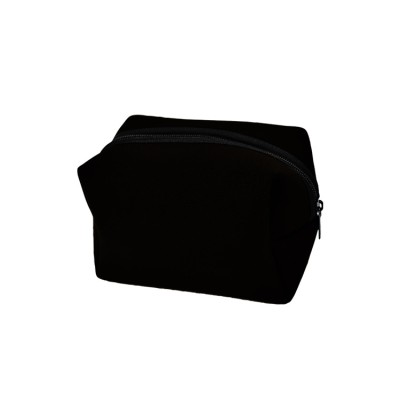 neoprene fabric water proof plain color black makeup bag with zipper black makeup bag without picture printing