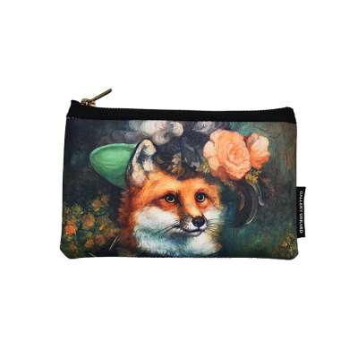 Neoprene Waterproof Sublimation Animal Fox Women Vantage Toiletry Makeup Pouch Handbag Pouch Bag