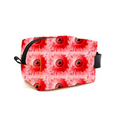 Halloween black personalized custom makeup bag with red eye picture heat transfer printing