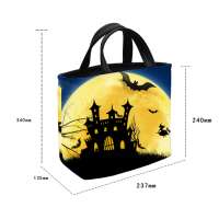 Halloween moon and castle customized printed neoprene lunch bag/custom lunch bag neoprene for women use