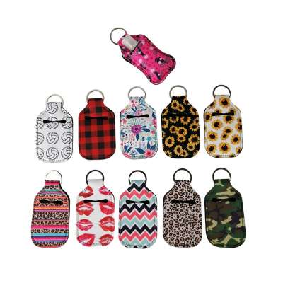 30ml Neoprene hand sanitizer keychain holder with keychain ring for Christmas decoration