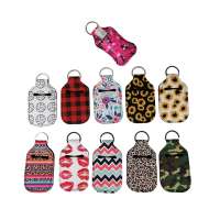 30ml Neoprene hand sanitizer keychain holder with keychain ring for Christmas decoration